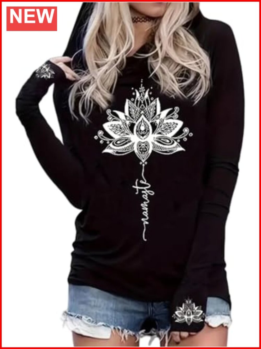 Sun Moon Graphic Hoodie Women's Long Sleeve Pullover Casual Sweatshirt